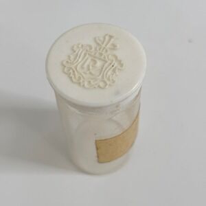Vintage Glass RX Pharmacy Drug Prescription Medication Bottle White Crest Lid
